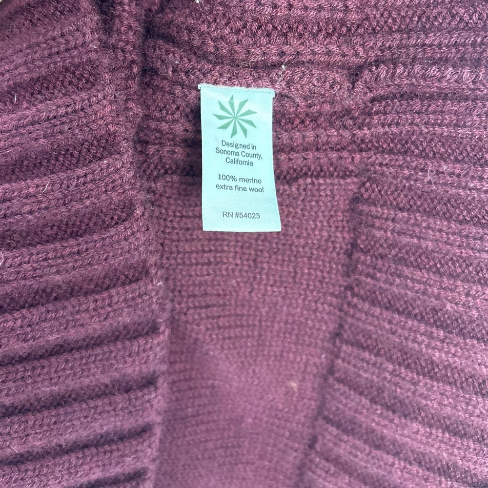 Athleta Merino Wool Cable Knit Hoodie Sweater Medium Burgundy Soft Warm Pullover - Picture 12 of 16